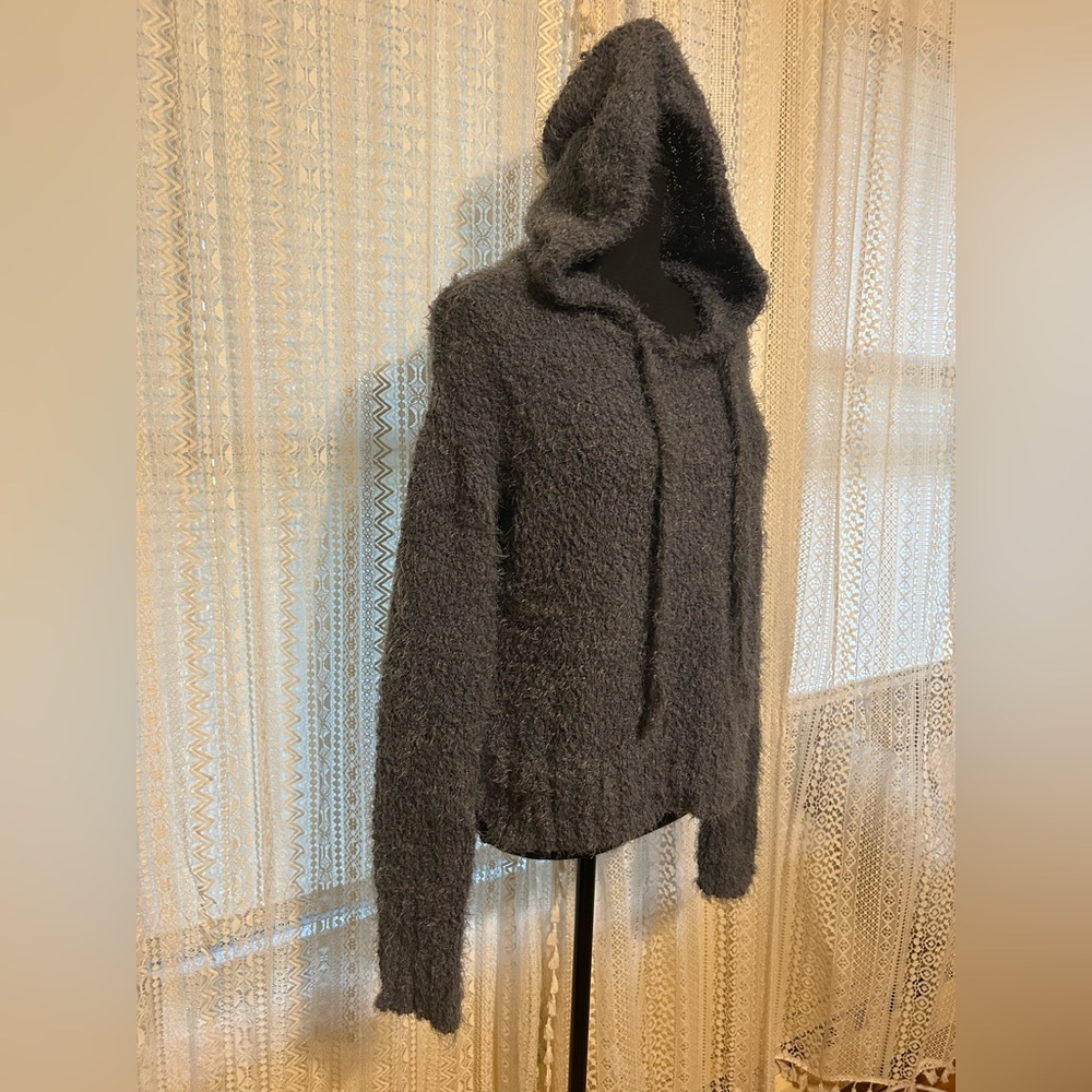 LC Lauren Conrad Fuzzy Blue/Gray Hooded Knit